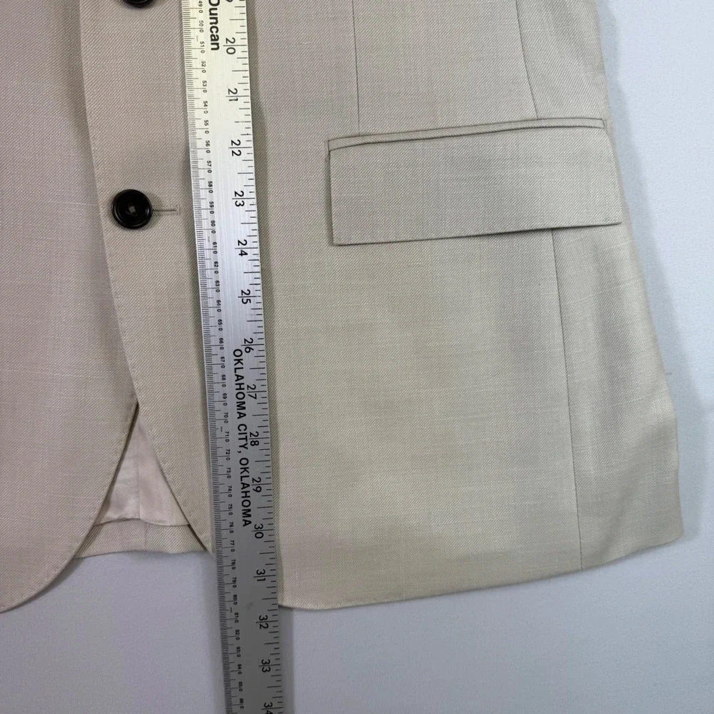 J.Crew Ludlow Suit Mens 40R 34W Beige Wool Silk Linen Vitale Barberis Canonico